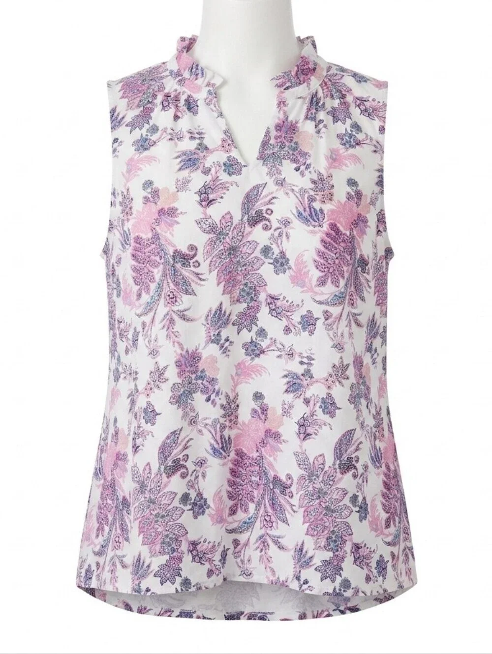 Lane Bryant Floral Paisley Top 14/16 Ruffle Neck Cottagecore Boho Plus Size - Picture 8 of 8
